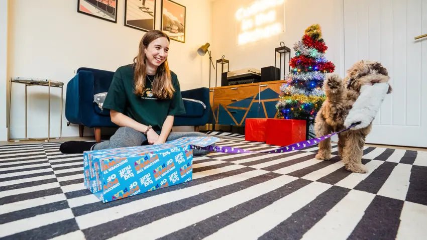 Dog with Christmas Presents 