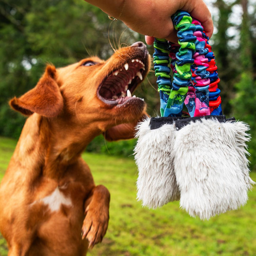 Faux Fur Pocket Bungee Squeaker | Squeaky Toys | Tug-E-Nuff