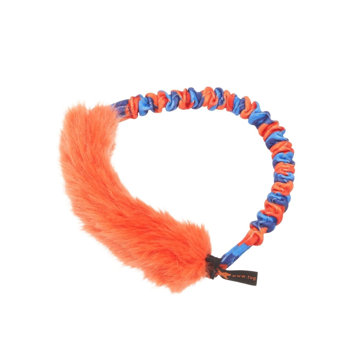 Orange Bungee Ring Tug with stretchy blue and orange bungee handle. 