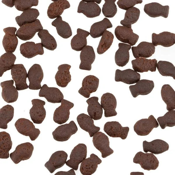 Closeup of fish-shaped grain free dog treats - fish