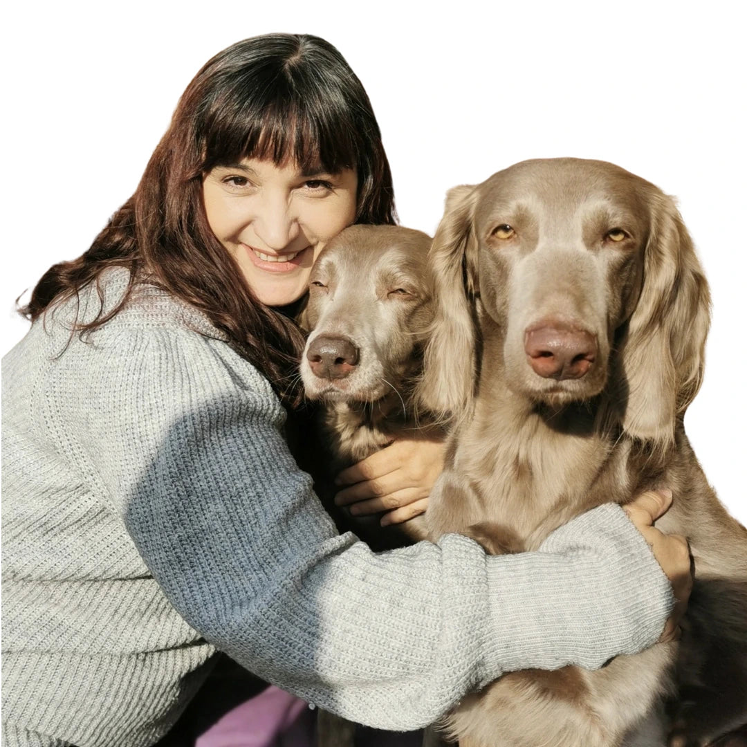 Nina Fotara - with two dogs.