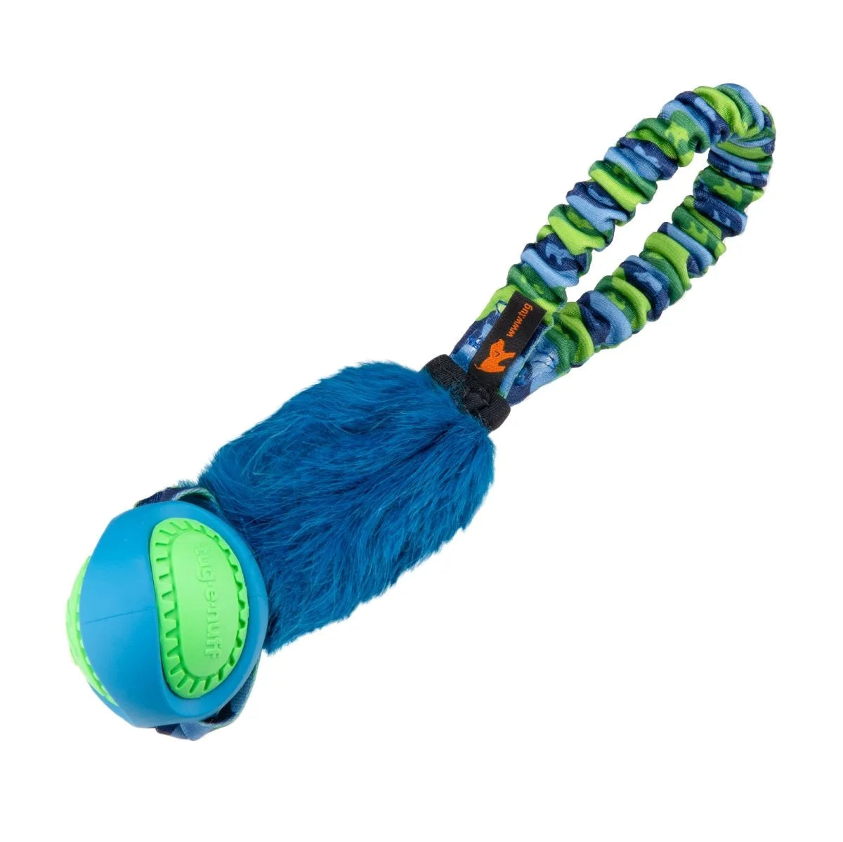 Green Pocket PowerBall Fauxtastic dog toy built for high‑energy play, combining robust faux fur with a perfectly weighted PowerBall for speedy retrieves on the move