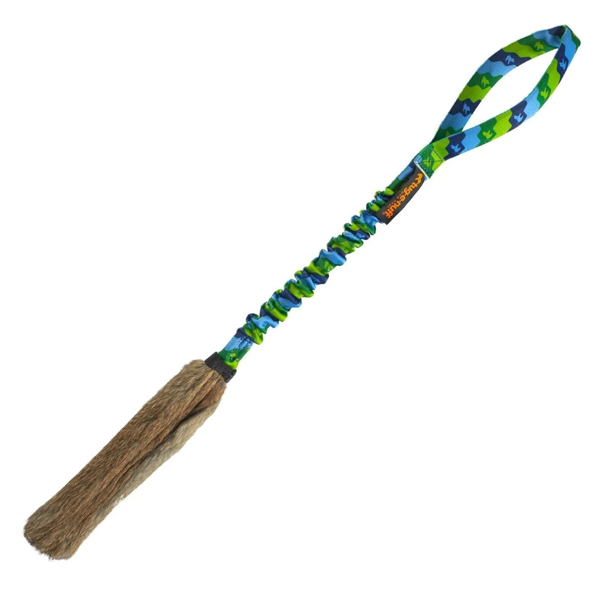 Green‑handled WondaBunny Bungee featuring irresistible rabbit fur and a tough, joint‑friendly bungee handle designed to spark engagement, boost your bond, and power up recall