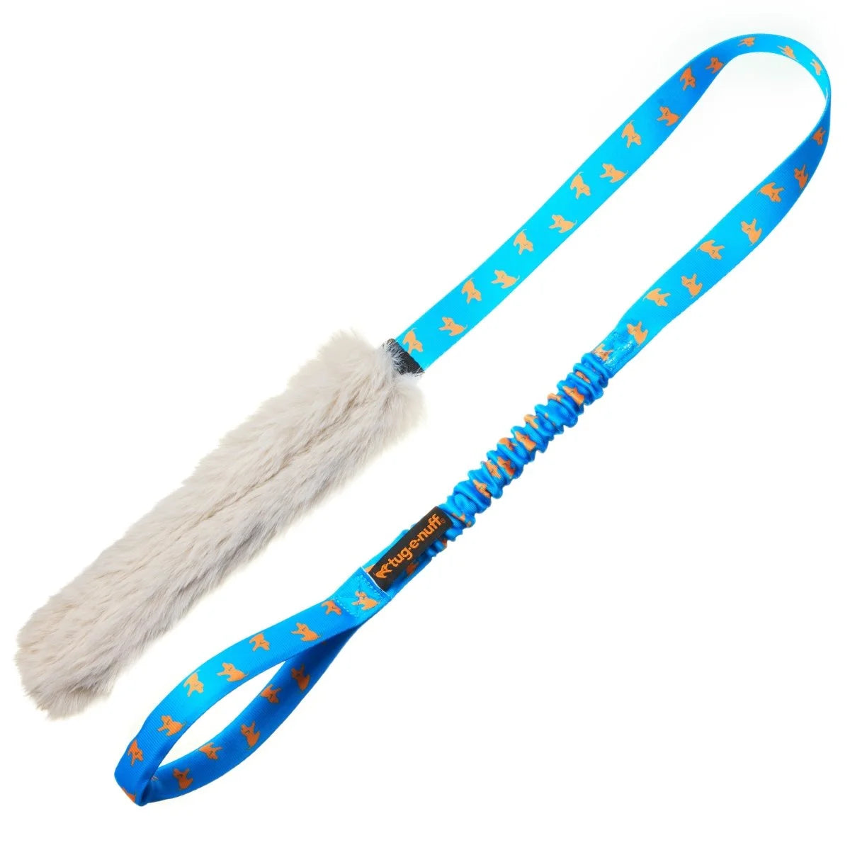 Royal Blue Faux Fur Bungee Chaser Tug featuring a fluffy faux‑fur bite zone, cushioned bungee handle, and high‑energy movement that channels your dog’s chase instinct into focused tug games