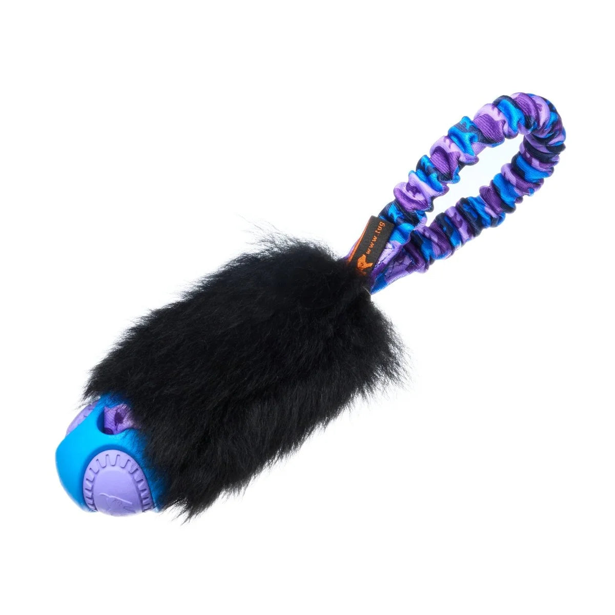 Purple‑handled Pocket PowerBall Magnet with a soft sheepskin bite zone and stretchy bungee handle, designed to win unwavering focus and deliver exciting pocket‑sized rewards