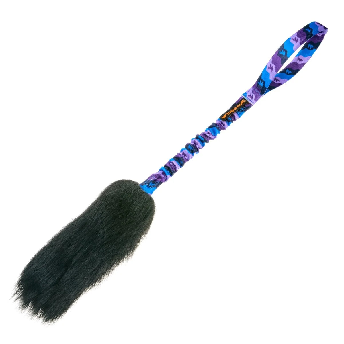 Purple‑handled WondaBaa Sheepskin Bungee Tug dog toy with a large naturally scented sheepskin bite zone and strong bungee handle for powerful, joint‑friendly tug play