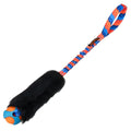 Orange‑handled Wondabaa PowerBall Bungee dog toy with naturally scented sheepskin and a textured PowerBall for chase, fetch, and tug play that wins unwavering focus