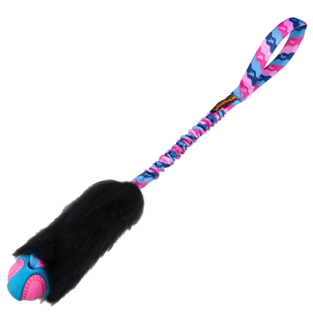 Pink‑handled Wondabaa PowerBall Bungee combining scented sheepskin and a durable PowerBall to channel prey drive, burn energy, and keep your dog’s focus locked on interactive play