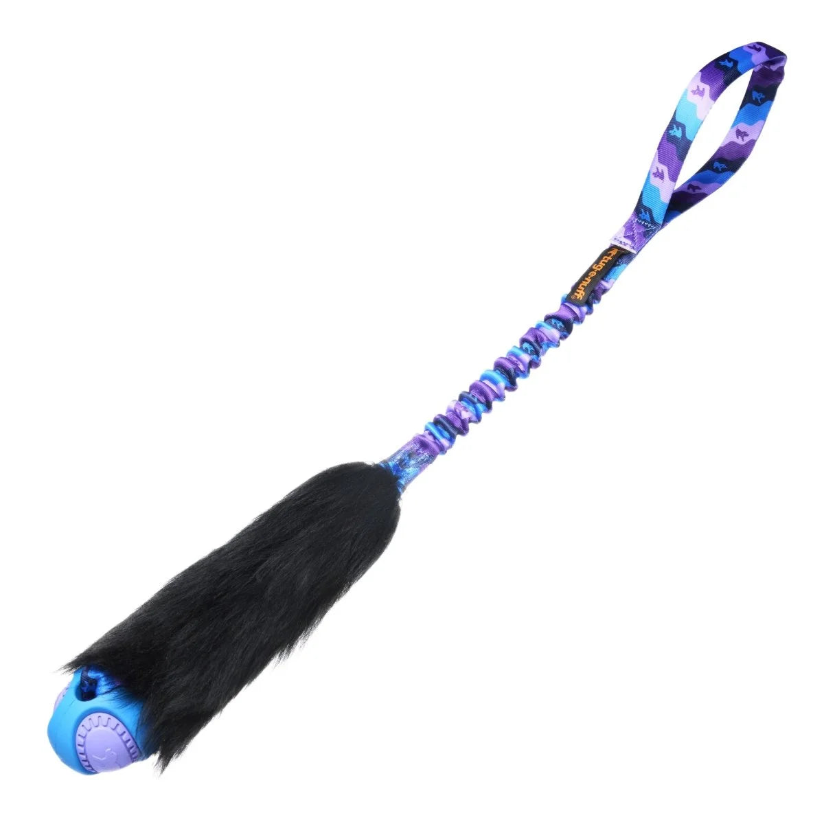 Purple‑handled Wondabaa PowerBall Bungee dog toy designed for rocket‑fast recall and sensory‑rich play, with natural sheepskin and an easy‑grip PowerBall that flies further